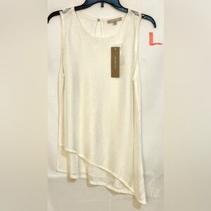 Joan Vass Cream Sleeveless Asymmetrical Top